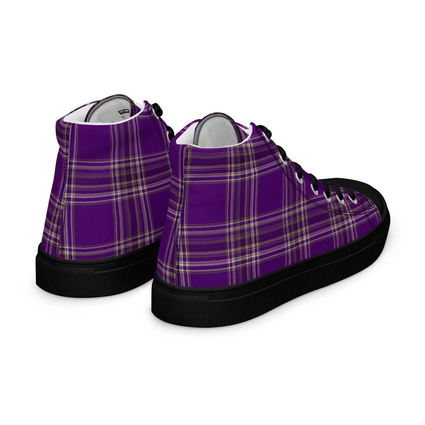 WOMEN'S PURPLE PLAID HIGH TOP CANVAS SHOES