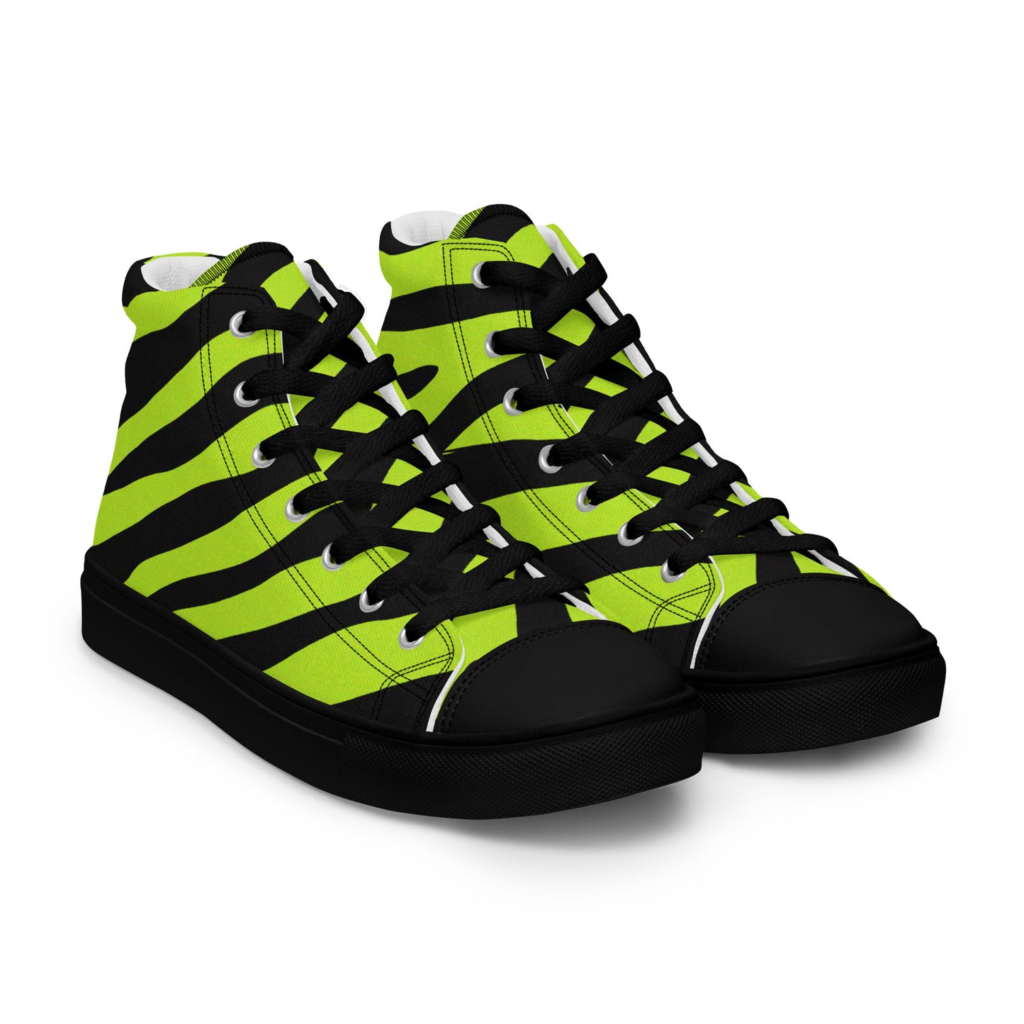 WOMEN'S YELLOW ZEBRA HIGH TOP CANVAS SHOES