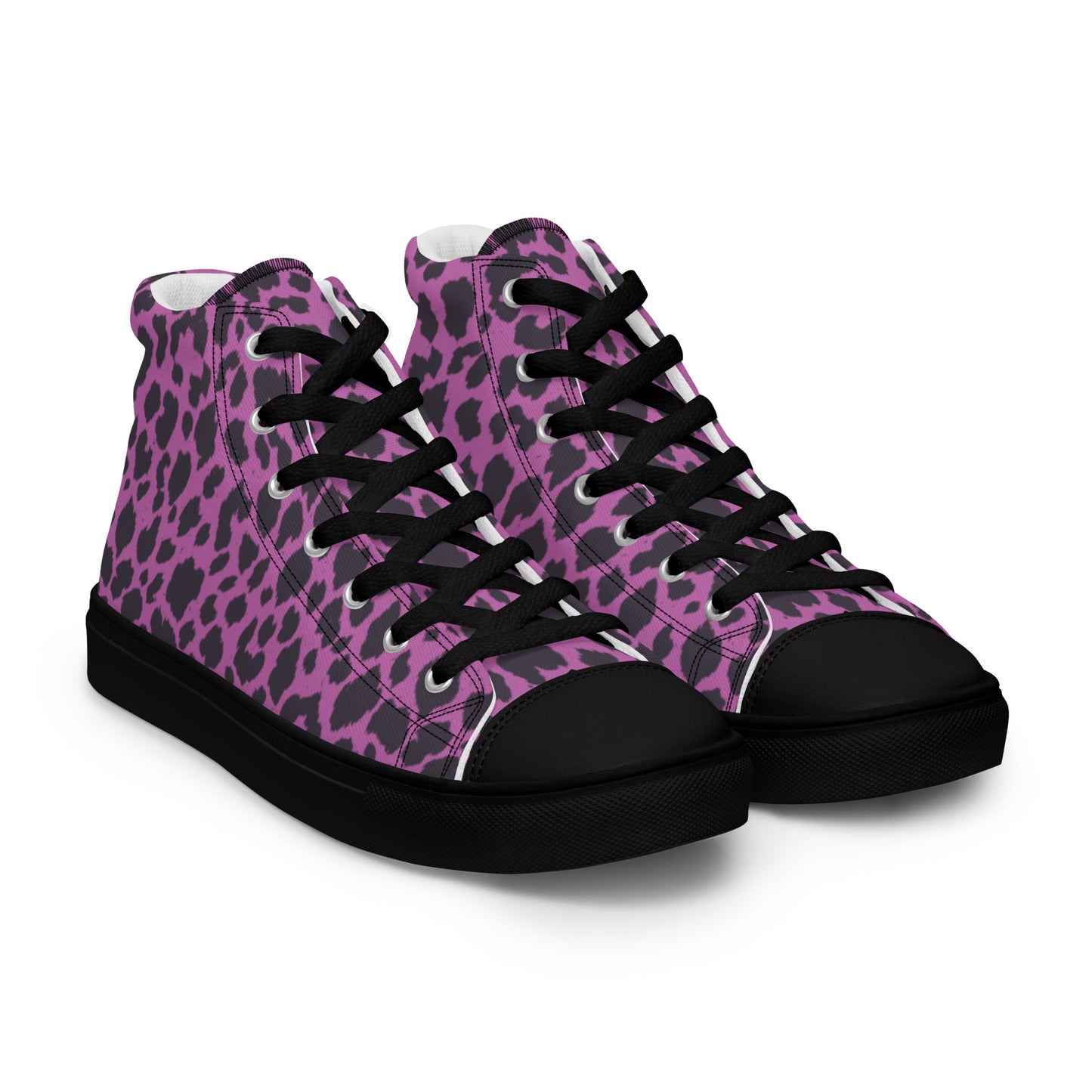 WOMEN'S PINK LEOPARD HIGH TOP CANVAS SHOES