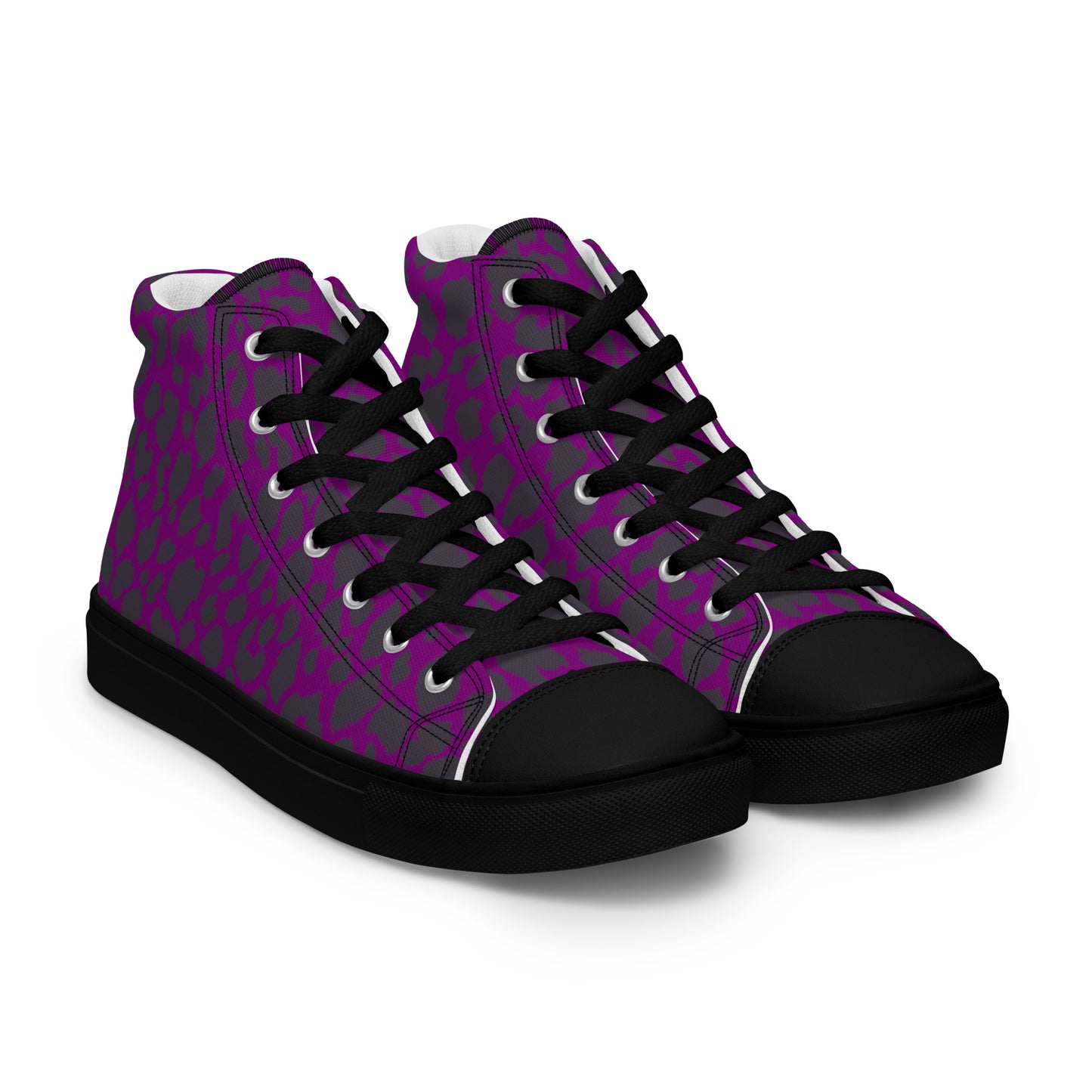 WOMEN'S PURPLE LEOPARD HIGH TOP CANVAS SHOES