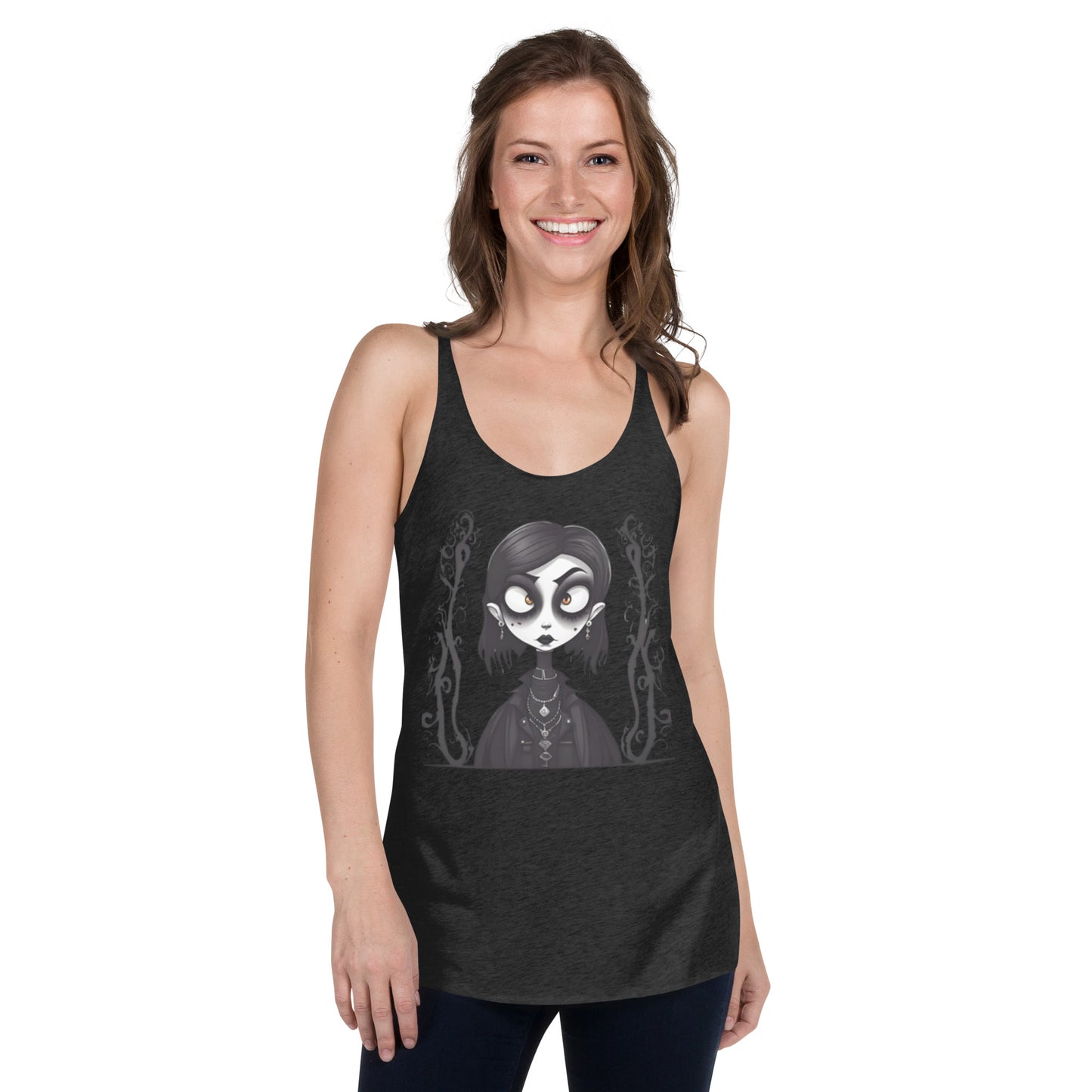 WIDE EYED GOTH GIRL WOMEN'S RACERBACK TANK