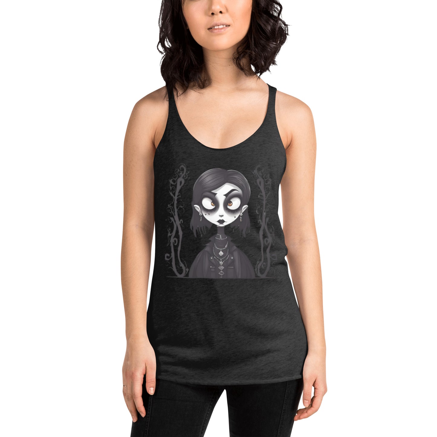WIDE EYED GOTH GIRL WOMEN'S RACERBACK TANK