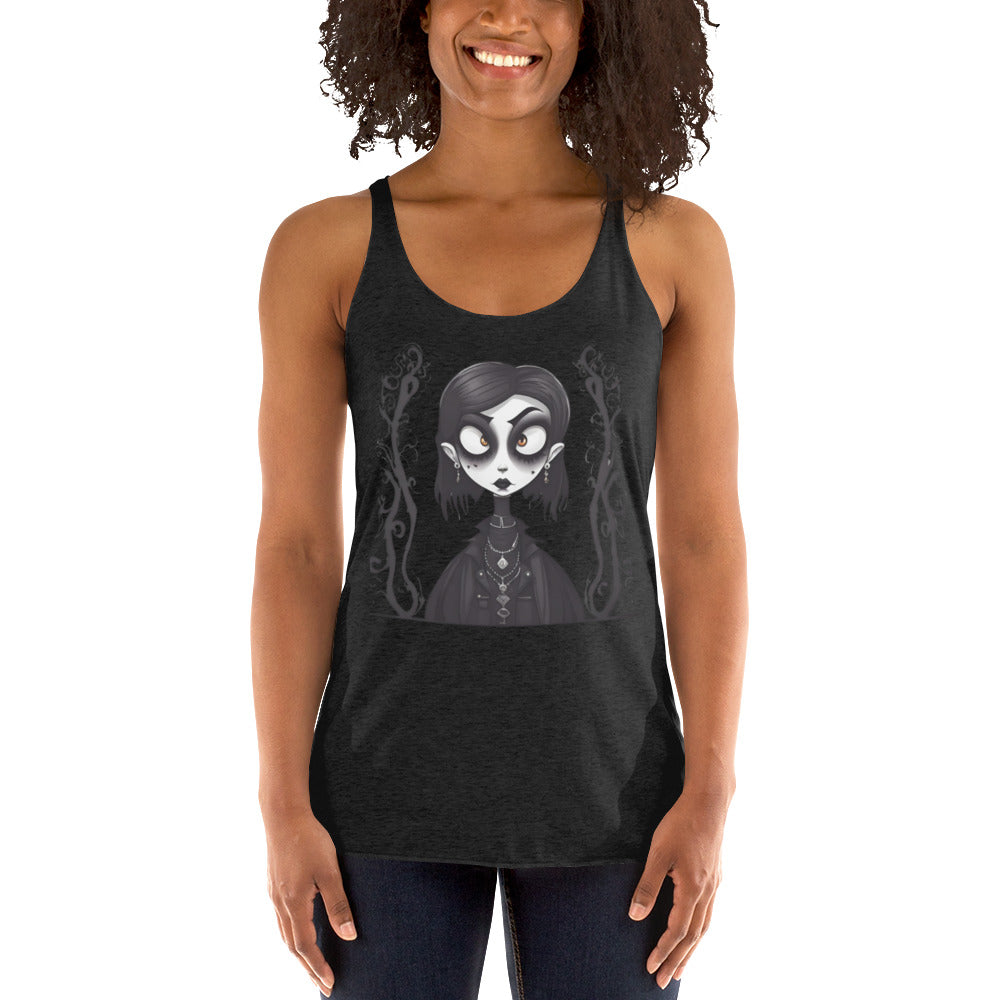 WIDE EYED GOTH GIRL WOMEN'S RACERBACK TANK