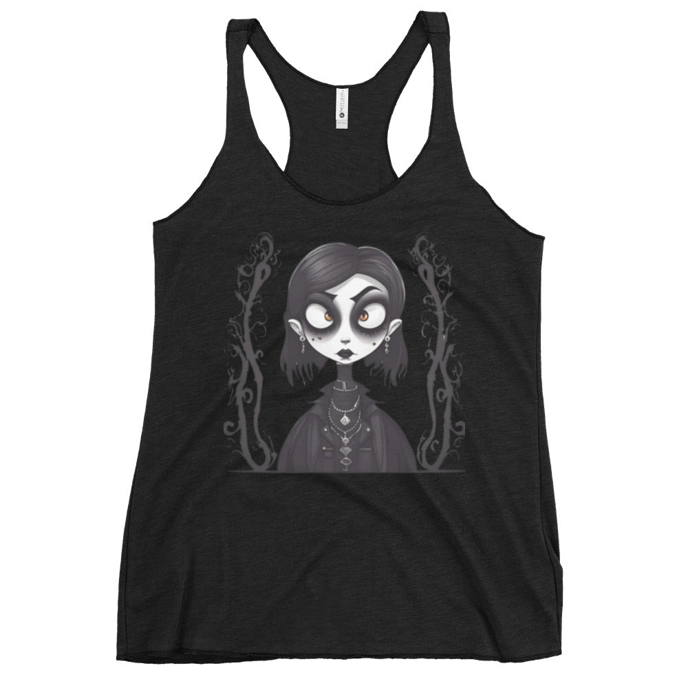 WIDE EYED GOTH GIRL WOMEN'S RACERBACK TANK