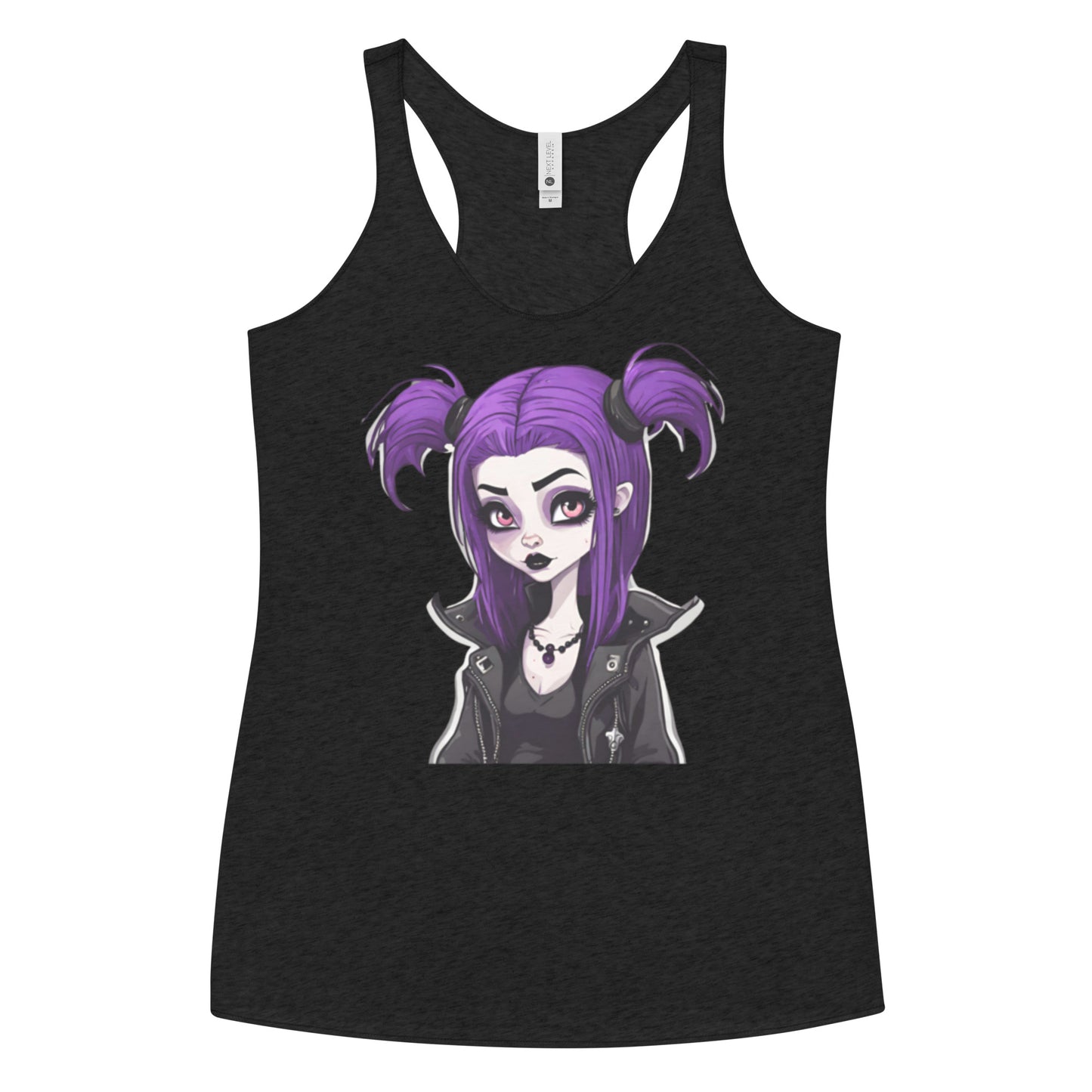 PURPLE HAIR GOTH GIRL WOMEN'S RACERBACK TANK