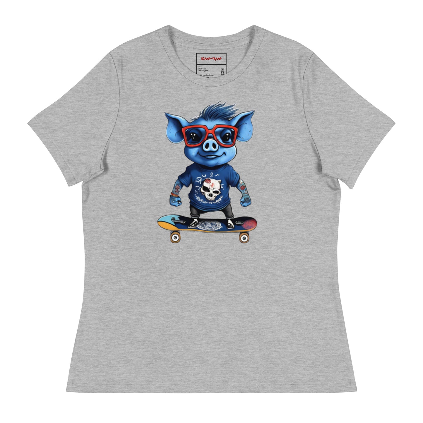 WOMEN'S BLUE PIG TEE
