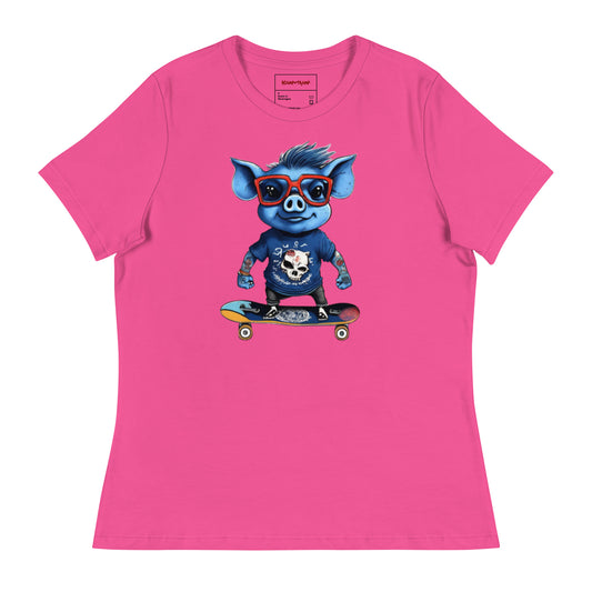 WOMEN'S BLUE PIG TEE