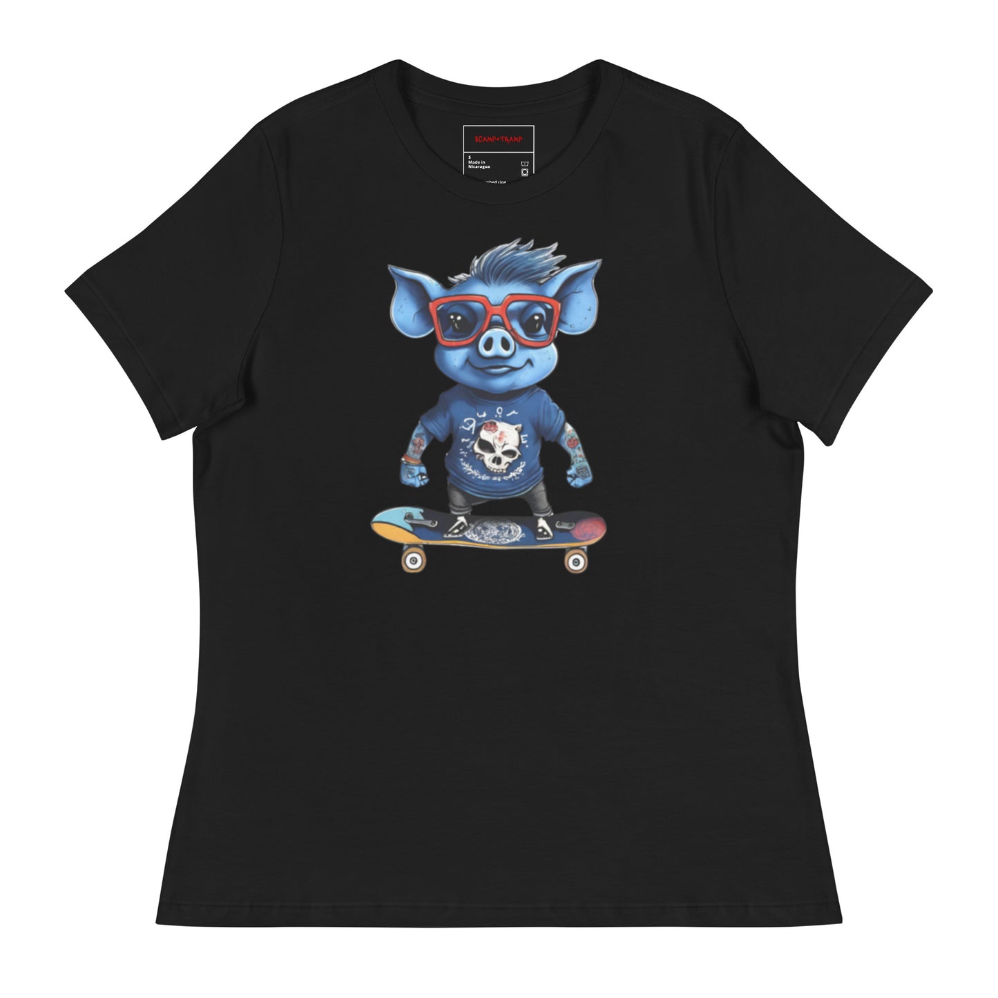 WOMEN'S BLUE PIG TEE