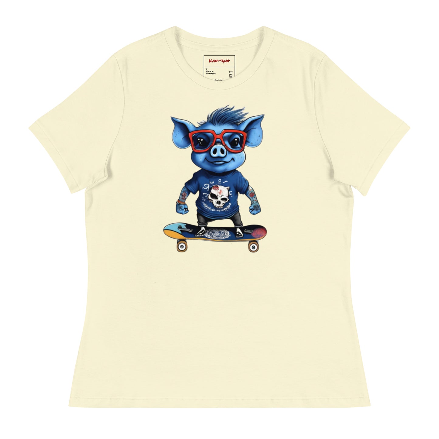 WOMEN'S BLUE PIG TEE