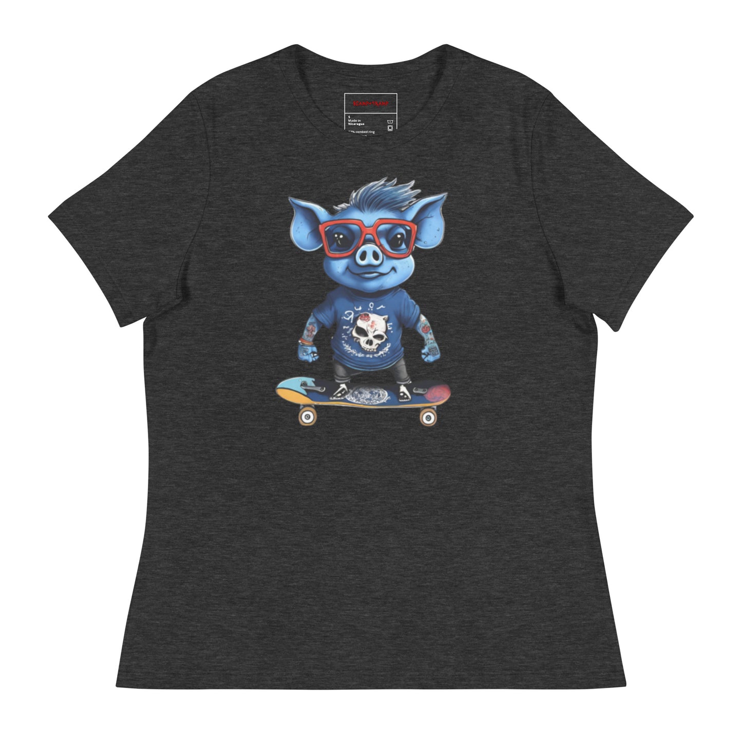WOMEN'S BLUE PIG TEE