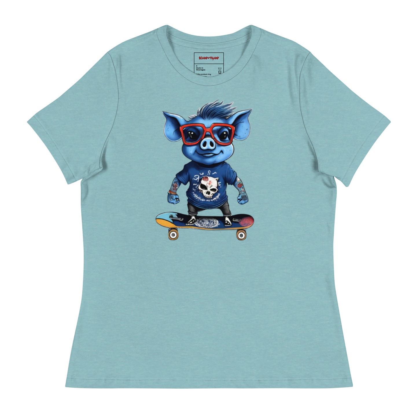 WOMEN'S BLUE PIG TEE
