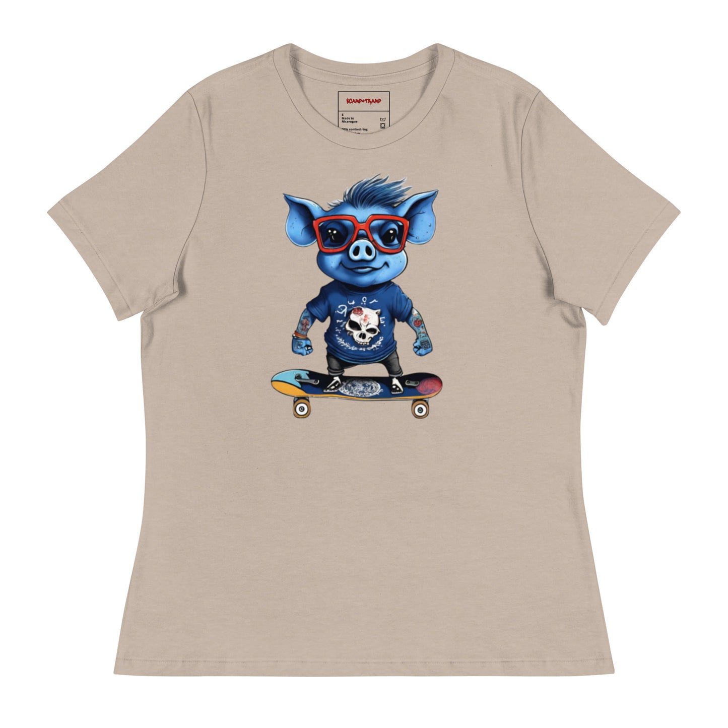 WOMEN'S BLUE PIG TEE