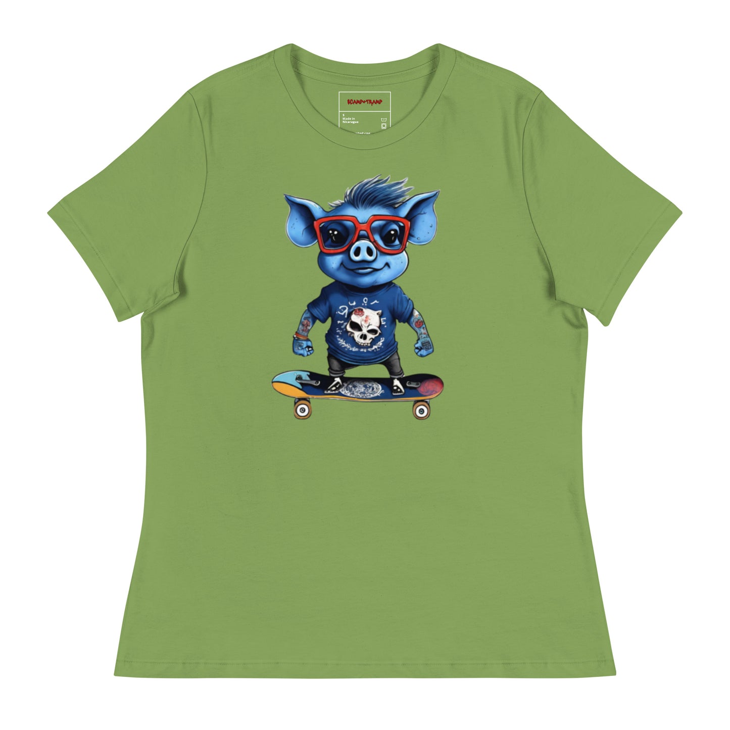WOMEN'S BLUE PIG TEE
