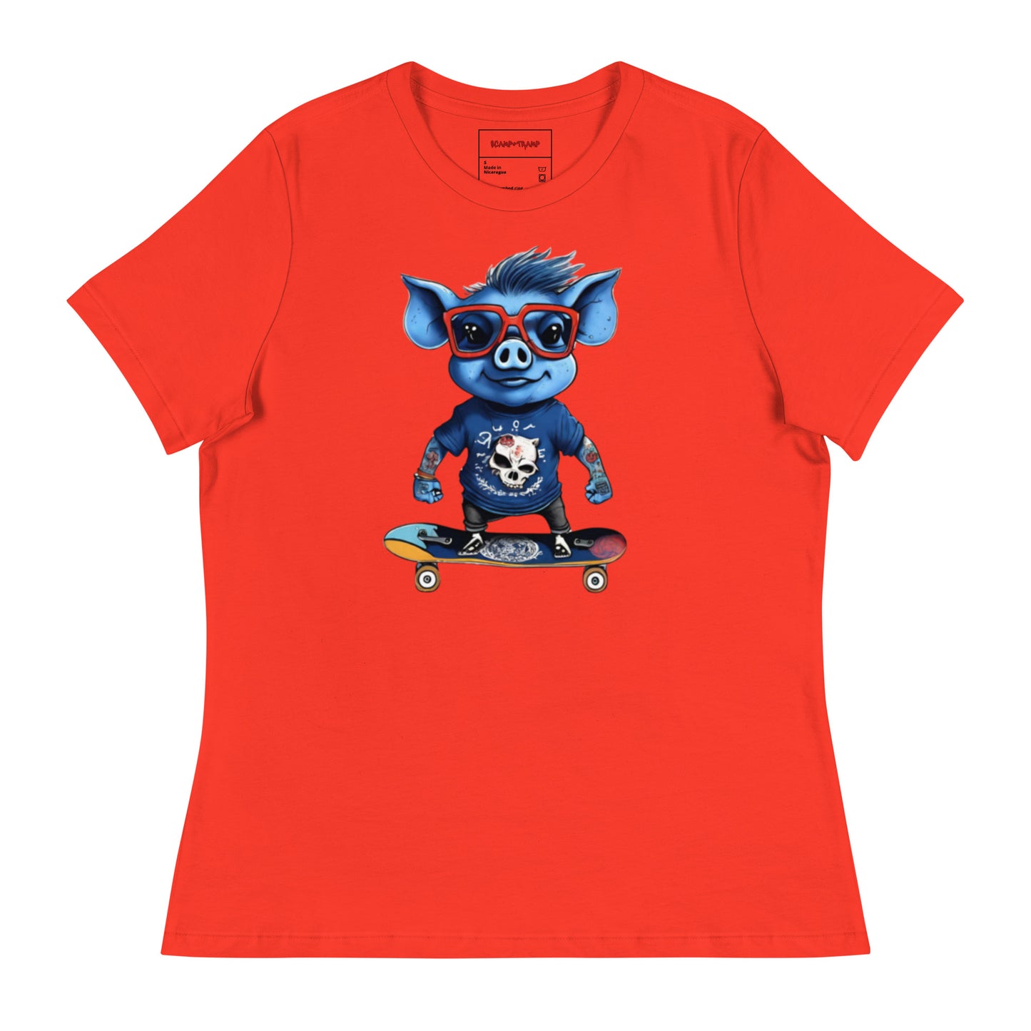 WOMEN'S BLUE PIG TEE