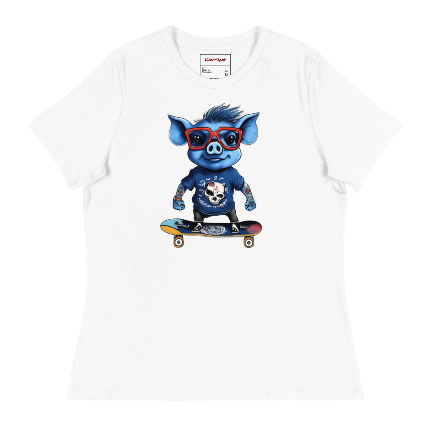 WOMEN'S BLUE PIG TEE