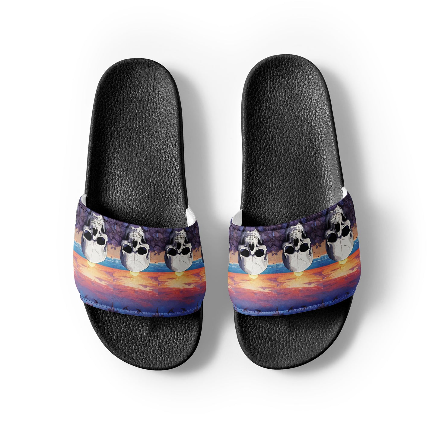 PURPLE SUNSET SKULL WOMEN'S SLIDES