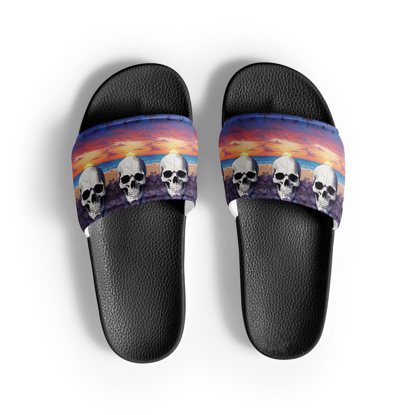 PURPLE SUNSET SKULL WOMEN'S SLIDES