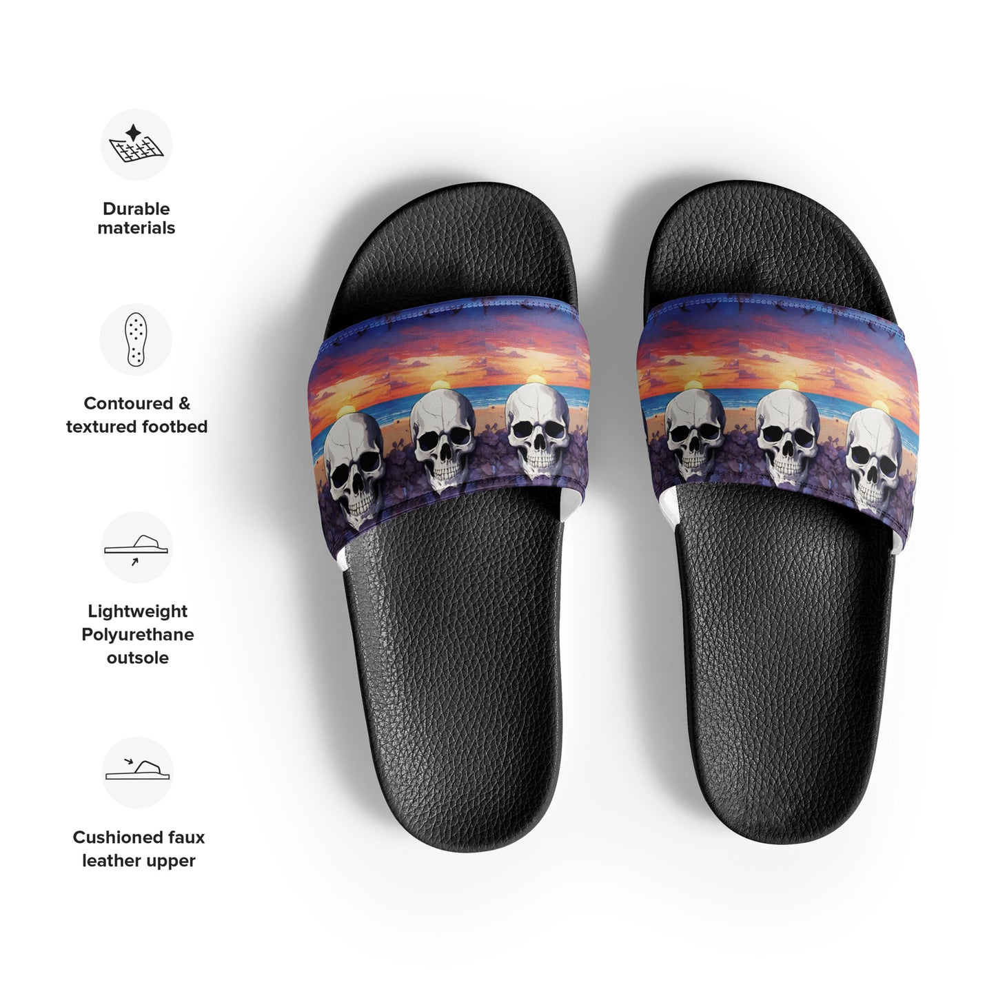 PURPLE SUNSET SKULL WOMEN'S SLIDES