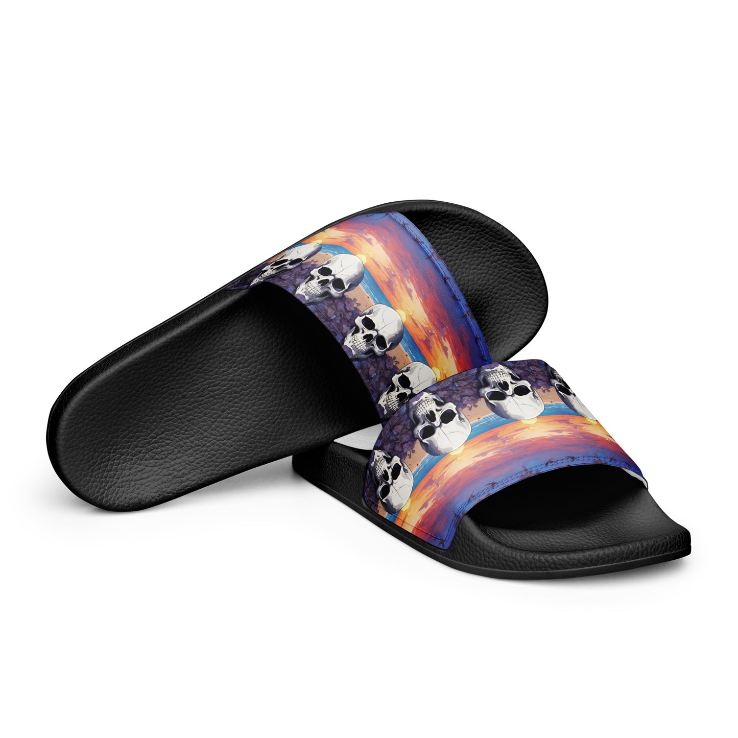 PURPLE SUNSET SKULL WOMEN'S SLIDES