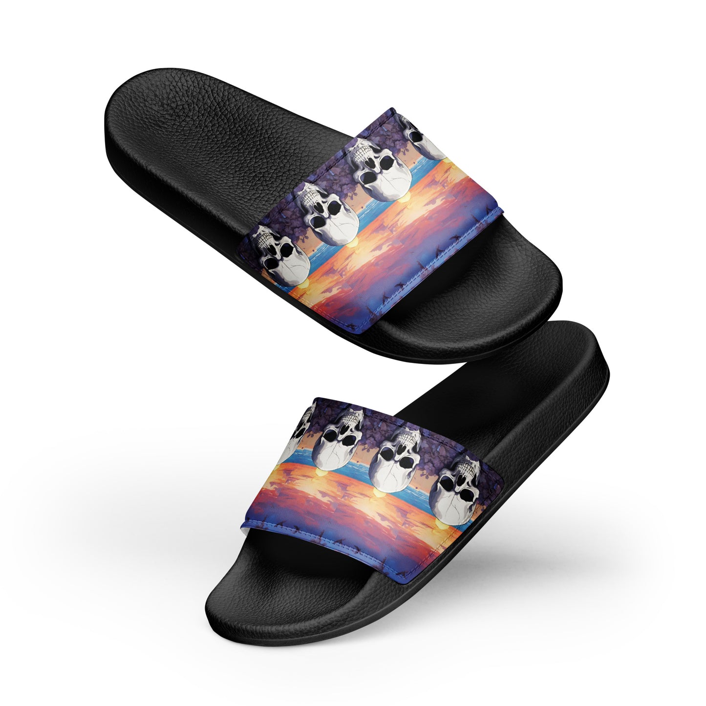 PURPLE SUNSET SKULL WOMEN'S SLIDES