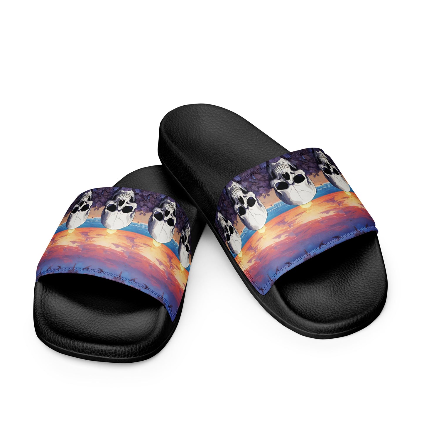 PURPLE SUNSET SKULL WOMEN'S SLIDES