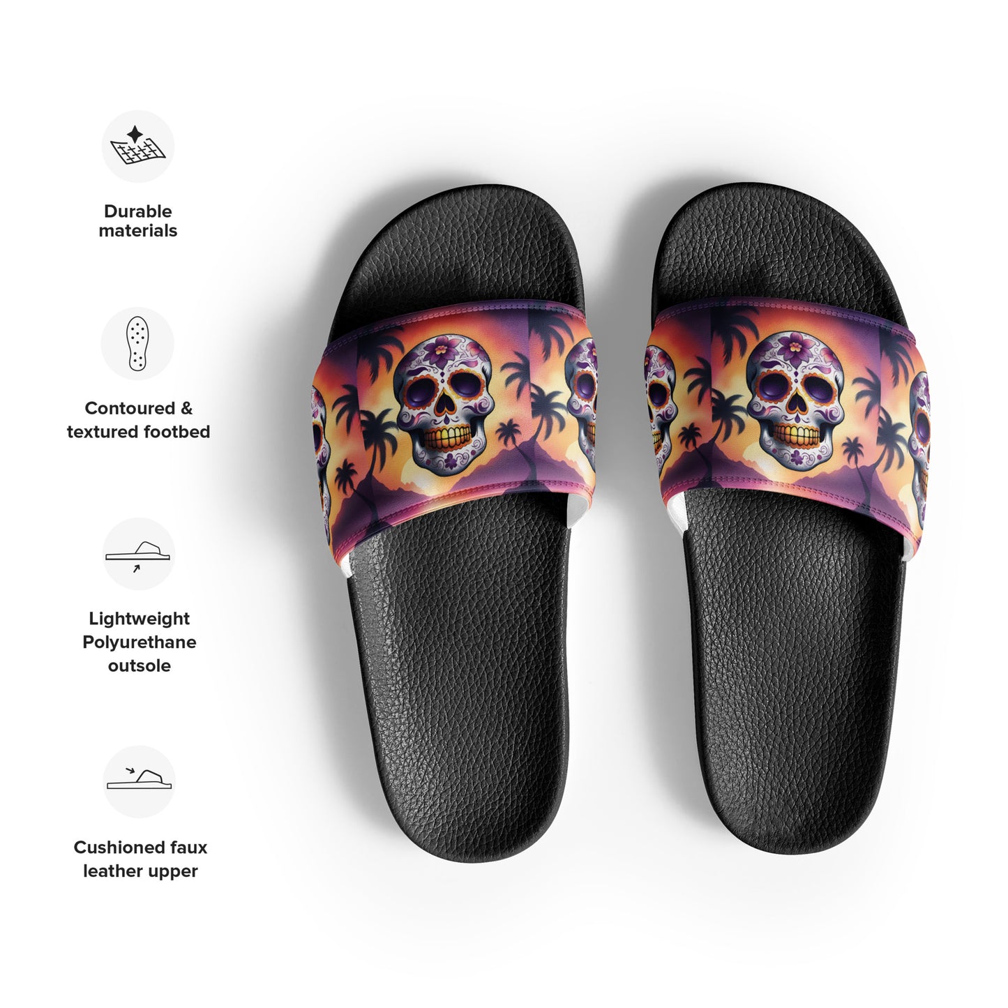 PINK SUNRISE SKULL WOMEN'S SLIDES