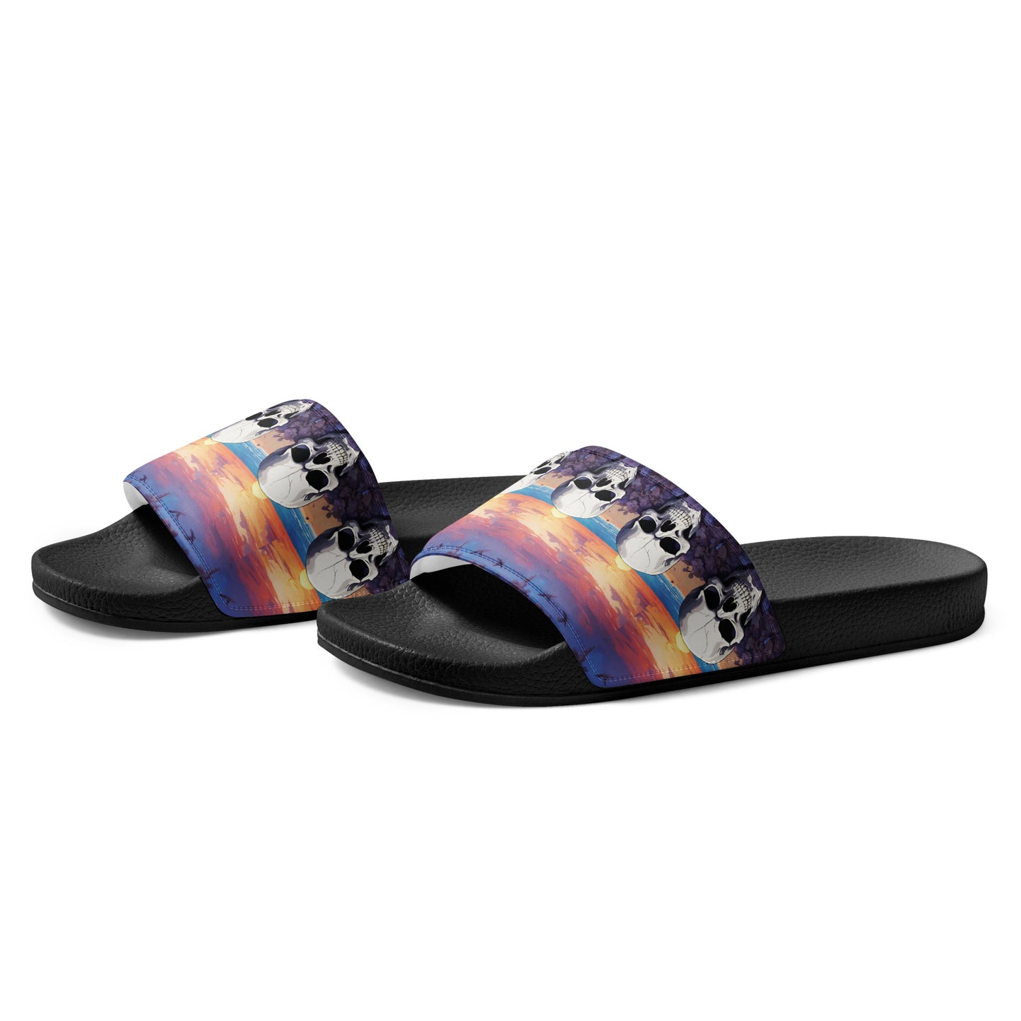 PURPLE SUNSET SKULL WOMEN'S SLIDES