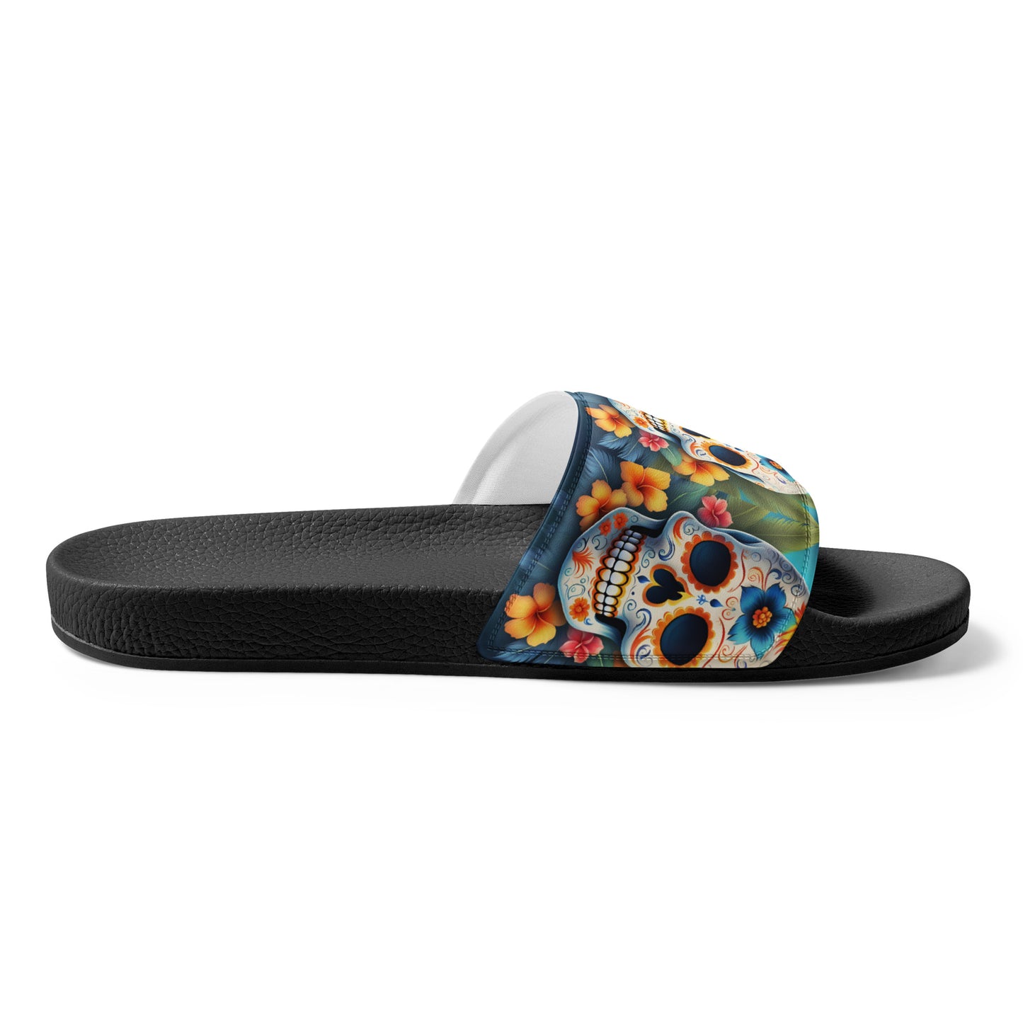 TROPICAL BLUE SKULL WOMEN'S SLIDES