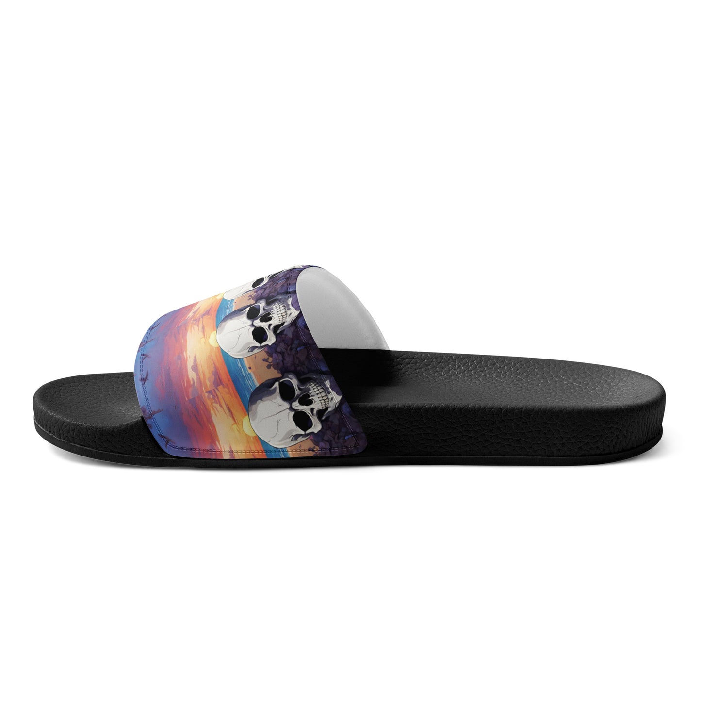 PURPLE SUNSET SKULL WOMEN'S SLIDES