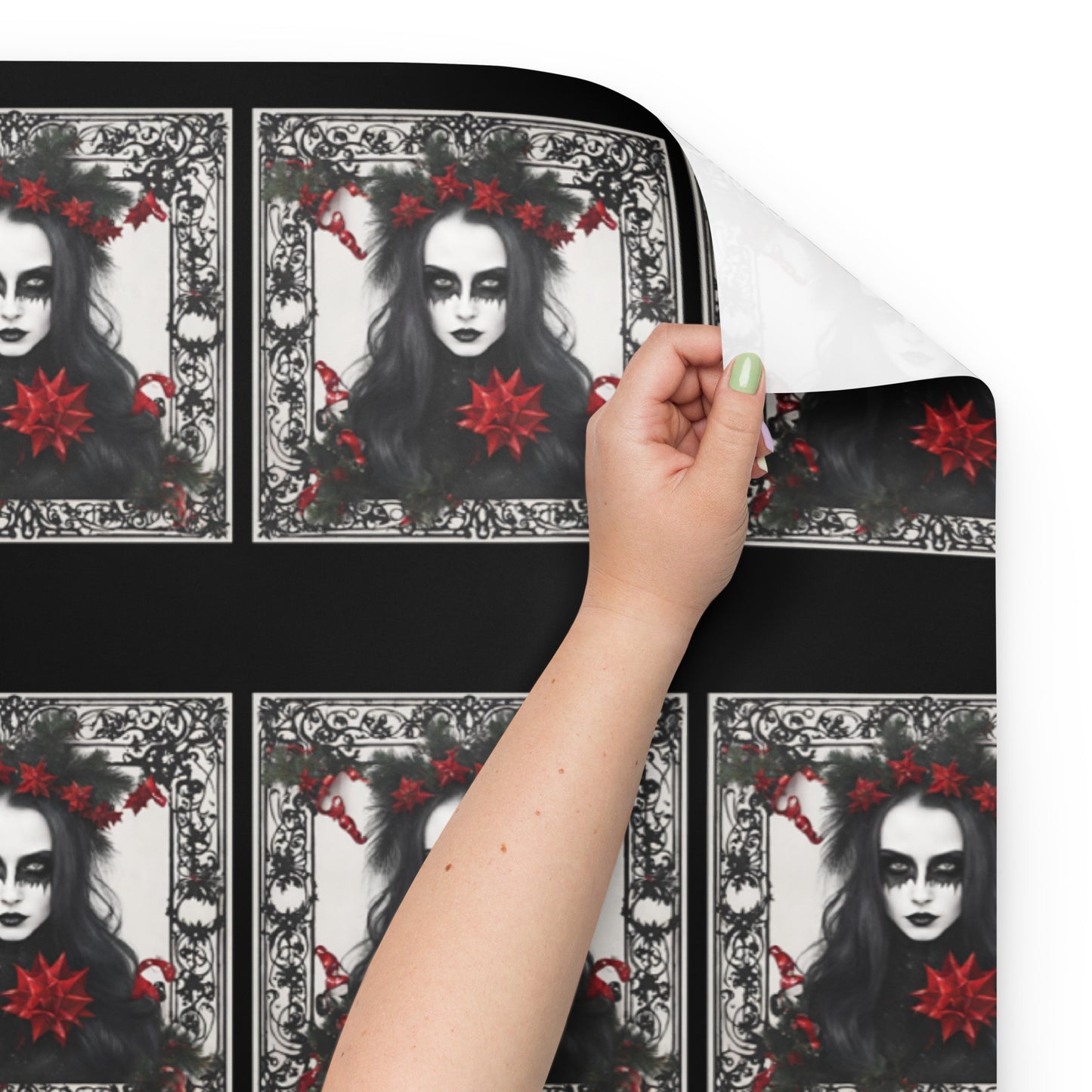 XMAS GOTH GIRL PREMIUM WRAPPING PAPER SHEETS