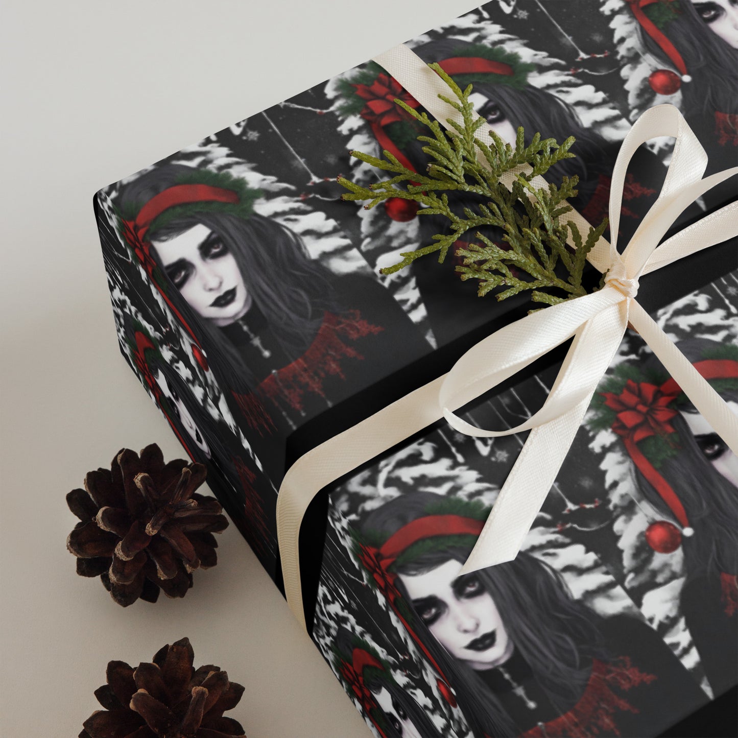 GOTH GIRL BOW PREMIUM WRAPPING PAPER SHEETS