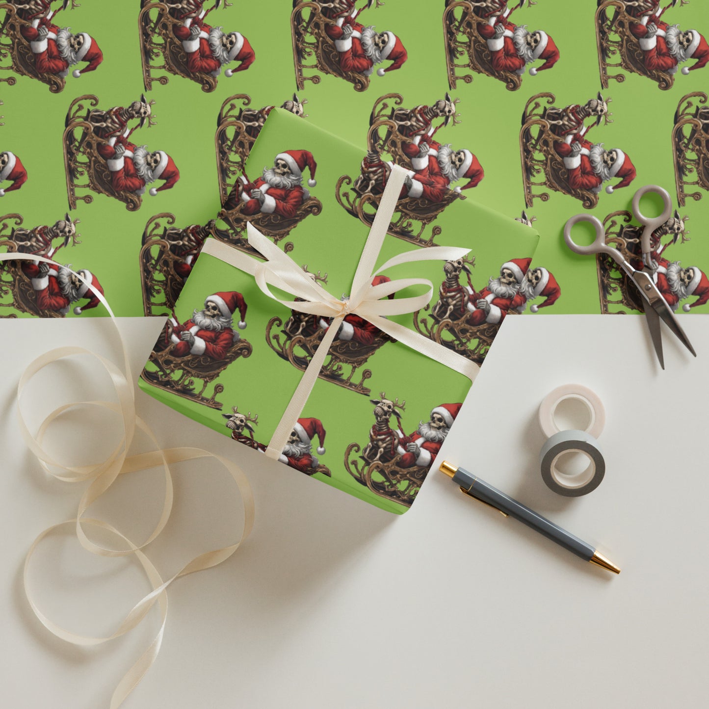 SANTA SLEIGH PREMIUM WRAPPING PAPER SHEETS