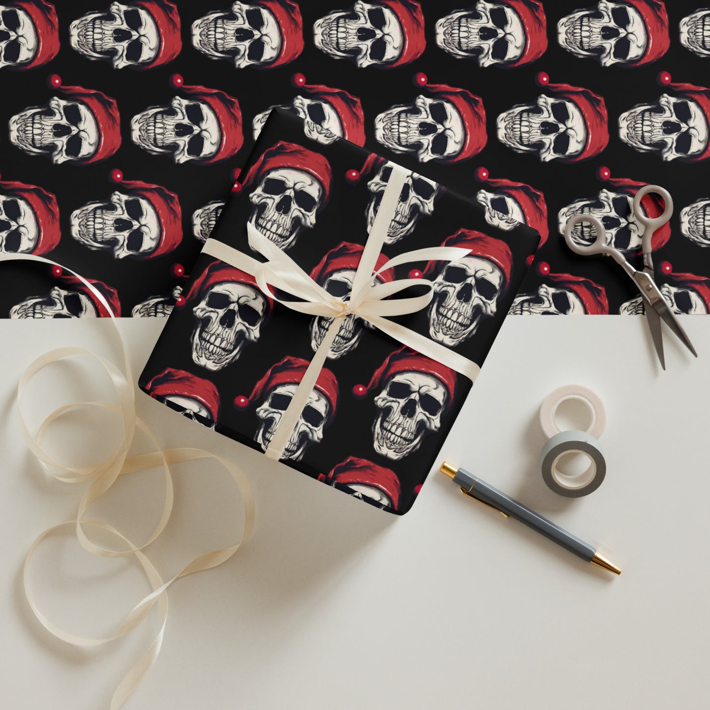SANTA SKULL PREMIUM WRAPPING PAPER SHEETS