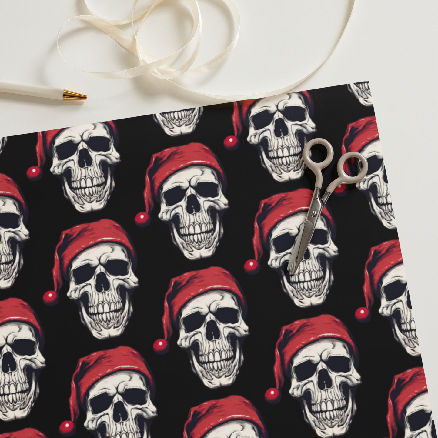 SANTA SKULL PREMIUM WRAPPING PAPER SHEETS